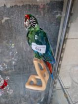 Swarowski coloured glass parrot approx 23.5cm, with box In good condition with no evidence of chips