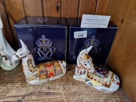 Two Royal Crown Derby paperweights. Thistle Donkey, Limited Edition modelled for Goviers of Sidmouth