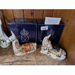 Two Royal Crown Derby paperweights. Thistle Donkey, Limited Edition modelled for Goviers of Sidmouth