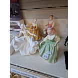 4 Royal Doulton figures including Sarah HN3380, Sweet Seventeen HN2734 etc.