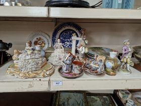 Assorted ceramics including continentals crinoline ladies etc.