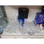 10 large lead crystal items including Royal Doulton bowl (25cm diameter), Royal Brierley vase (20.