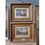 A pair of 19th century oils, landscape scenes, unsigned, gilt frames, each 37cm x 31cm (overall).