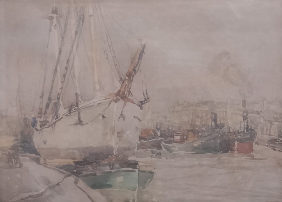 Moffat Peter Lindner (1852-1949), pair of watercolours titled 'A Holland Landscape' and 'The Quay - Image 5 of 5