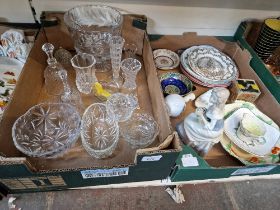 Box of glassware and a box of china