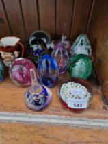 10 glass paperweights including Strathearn