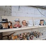 Six various character jugs including limited edition 35/1000 Winston Churchill by Noble Ceramics,