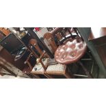 A mixed lot comprising a set of four chairs, various occasional tables, mahogany plant stand, lamps,