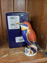 Royal Crown Derby paperweight Bee Eater, gold stopper, original box Good condition with no sign of