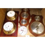 Various barometers and clock