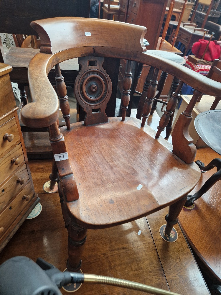 A mid 19th century beech captain's chair.