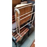 A mixed lot comprising pine corner cabinet, towel rail and a prayer kneeling stool.