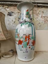 A Chinese porcelain vase, decorated in over enamels, dog handles and applied lizards, 19th