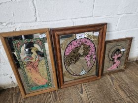 Three decorative/advertising mirrors.