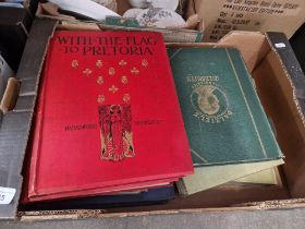 A box of assorted antiquerian books.