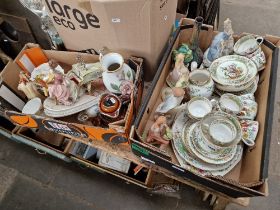 Two boxes of china and glass including Capodimonte, Fine Porcelain, Spode etc.