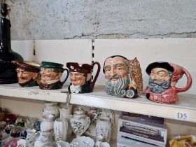 4 Royal Doulton large character jugs and a Mid sized Mr. Pickwick, height 14cm All in good condition