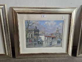 John Lewis Chapman (British, b.1946), watercolour, street scene, 40cm x 30cm, signed to lower right,