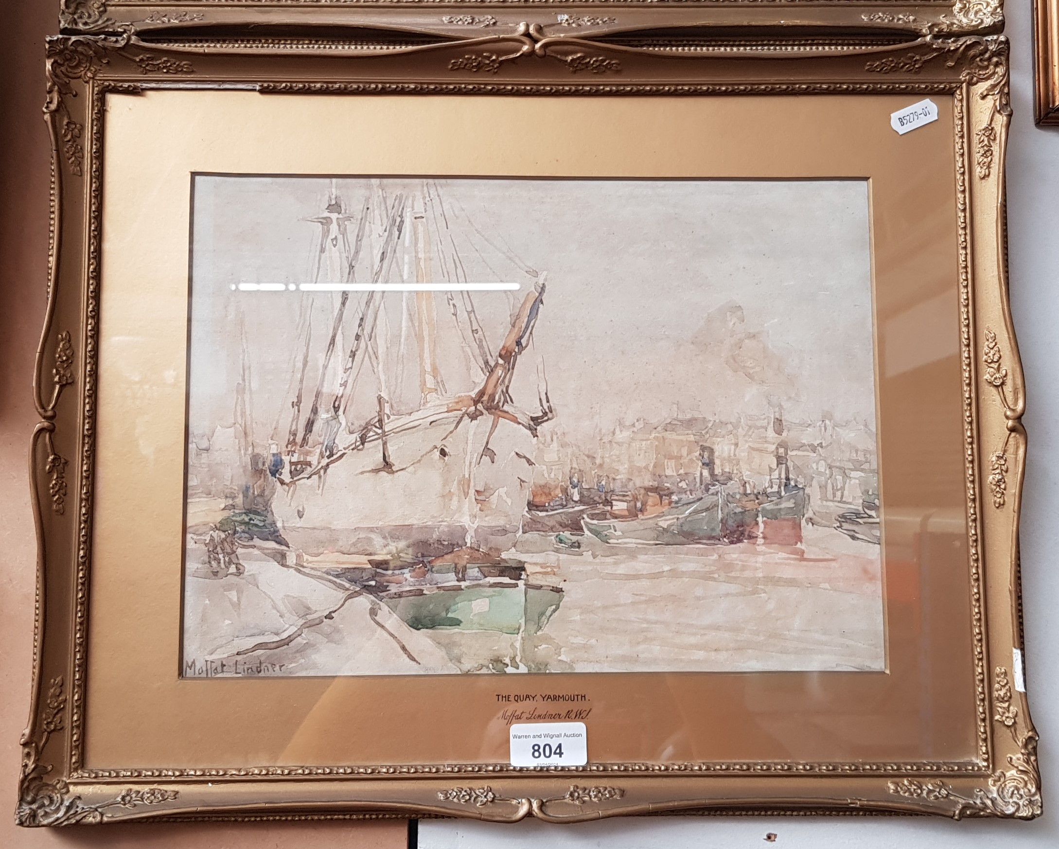 Moffat Peter Lindner (1852-1949), pair of watercolours titled 'A Holland Landscape' and 'The Quay - Image 3 of 5