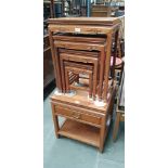 A Chinese hardwood nest of tables and matching side table.