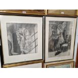 Helen Davies (British, 20th century), two charcoal studies of women, one signed to lower right, each