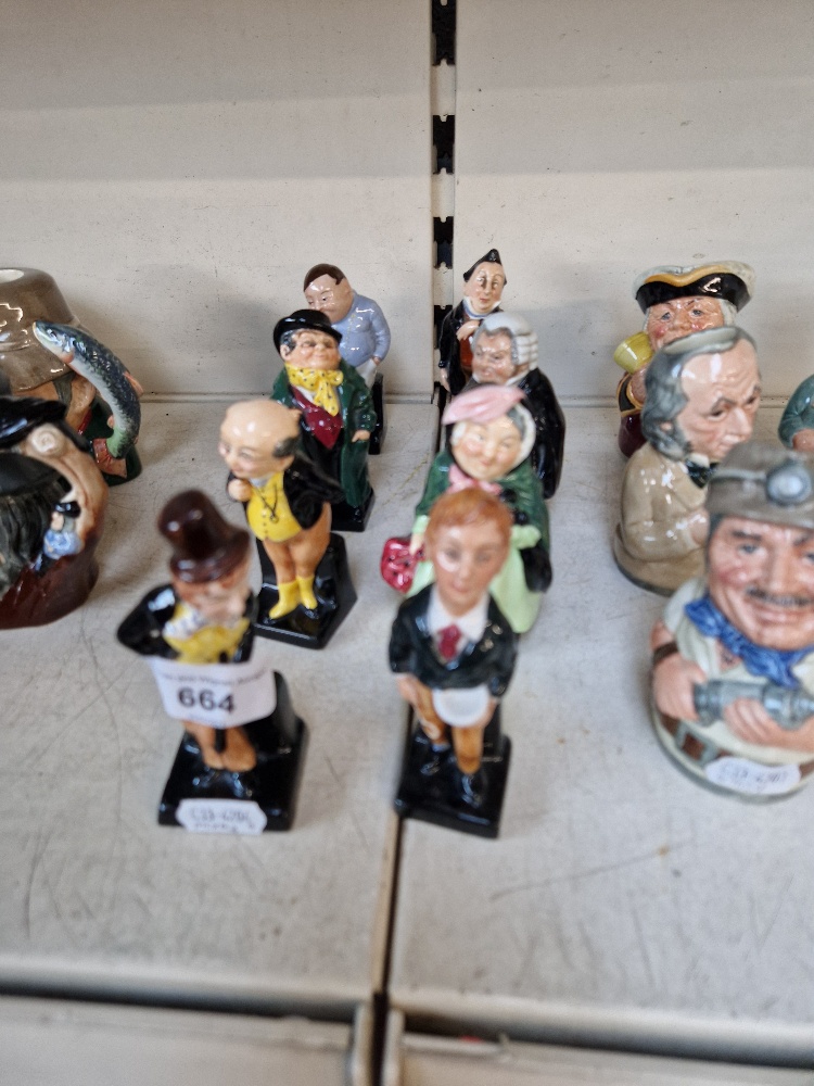 8 Royal Doulton small Dickens figurines including Oliver Twist, Fat Boy, Dick Swiveller etc. All