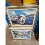 Rod Jordan (20th century), five oil on boards depicting boats, each signed 'Jordan R', all framed