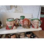 Six Beswick character jugs - Tony Weller; Falstaff; Scrooge; Sairy Gamp; Henry VIII; Micawber Good