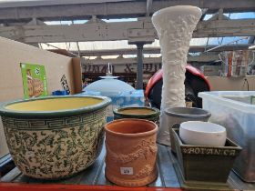 Six various ceramic planters.