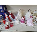 Five Royal Doulton figurines and five Coalport figurines. Large Rachel signed Peter A Gee HN2936;