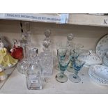 6 lead crystal decanters including 2 ship’s decanters together with 4 large goblets 21cm high