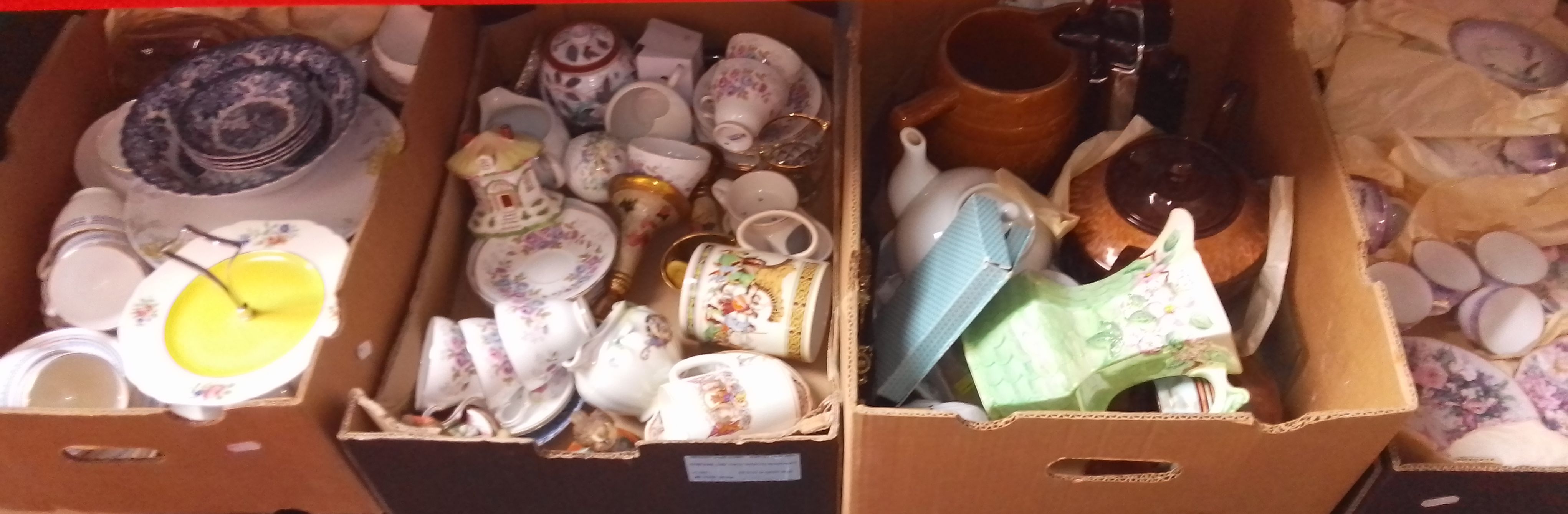 4 boxes of assorted pottery including jugs, oriental tea ware etc