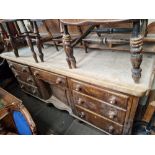 A Victorian pine sideboard with single plank beech counter top. Condition- the beech counter top