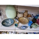 Studio pottery - 15 items including Loch Tay Pottery, Baron Barnstaple and a glazed dish decorated