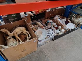 Four boxes of mainly pottery and ornmanets.