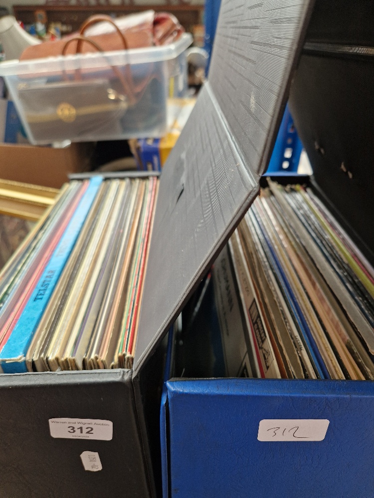 Two cases of vinyl records, mostly 1960s/1970s including pop and classical.