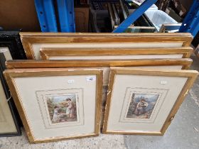 Five colour lithographic prints after Miles Birket Foster and a watercolour attributed to John Syer.