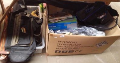 2 gun cases, a [pair of fishing waders, wellington boots, life jacket, fishing reels, air bed,