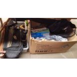 2 gun cases, a [pair of fishing waders, wellington boots, life jacket, fishing reels, air bed,