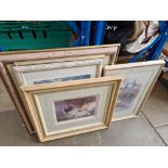 Seven pictures and prints including limited edition print after William Russell Flint.