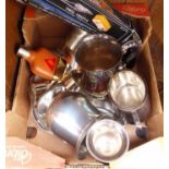 A box of plated ware and a Canteen of Cutlery