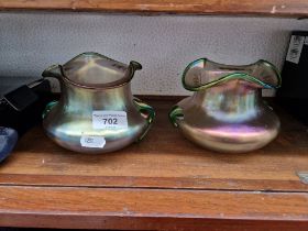 Two Loetz style glass vases