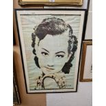 A vintage Chinese film poster of Zhou-Xuan-Chow, Chinese film star from the 1930s, framed and