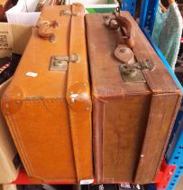 2 vintage leather suitcases