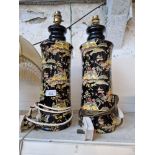 Pair of Royal Winton Grimwades black and yellow Chinese style table lamps