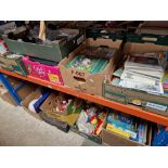 10 boxes of assorted items including auction catalogues, toys, household, comics etc. etc.