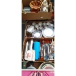 4 boxes of household items including ceramics and kitchen ware