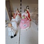 5 Royal Doulton figurines including ‘Miss Kay’ HN3659, ‘Special Occasion’ HN4100, 'Wistful’ HN2396