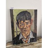 Adrian Johnson (British, b1960), impasto oil on canvas, portrait of a boy, 30cm x 40cm, titled GS(