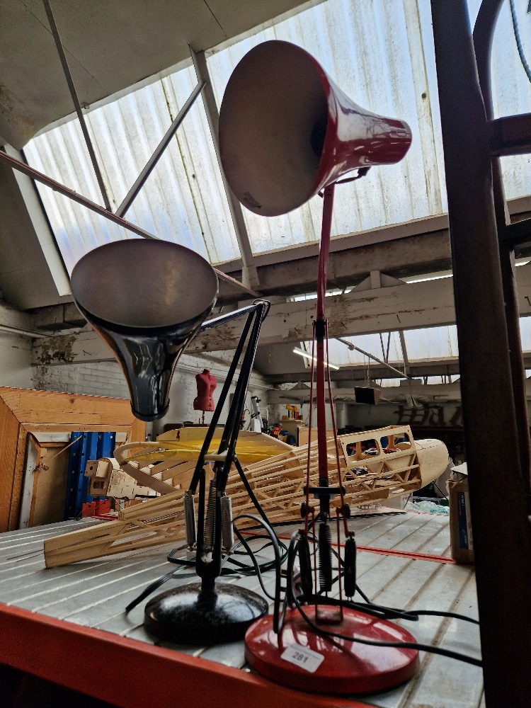 Two anglepoise lamps, one marked Herbert Terry & Sons.